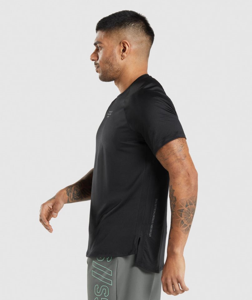 Men's Gymshark Steve Cook T-Shirts Black | NZ 7FQRGH